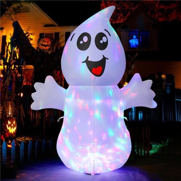 5 FT Halloween Inflatable Ghost Outdoor Decoration with Magic Light, Blow Up - Picture 4 of 7
